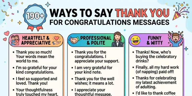 190+ Replies to Congratulations Messages: Heartfelt, Professional & Funny Ways to Say Thank You