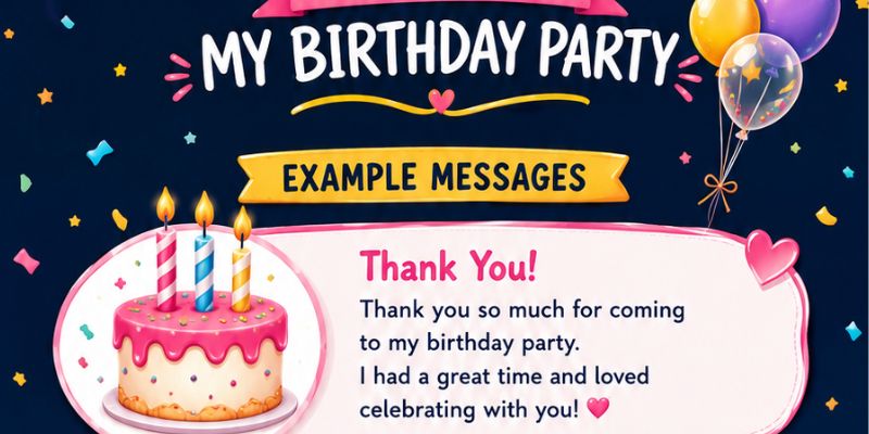 Thank You for Coming to My Birthday Party Example Messages
