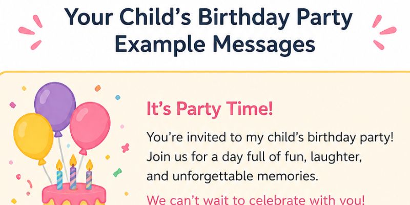 Your Child’s Birthday Party Example Messages