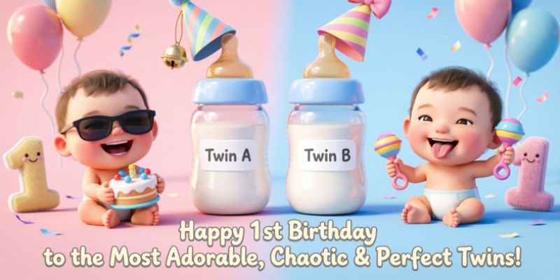 Funny 1st Birthday Wishes for Twins